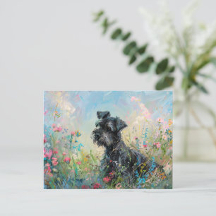 Carte Postale Fleurs sauvages colorés Schnauzer