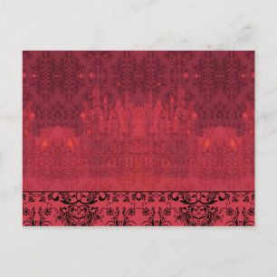 Carte Postale Fleurs sauvages Damas, CHÂTEAU ANGEL en rouge et r