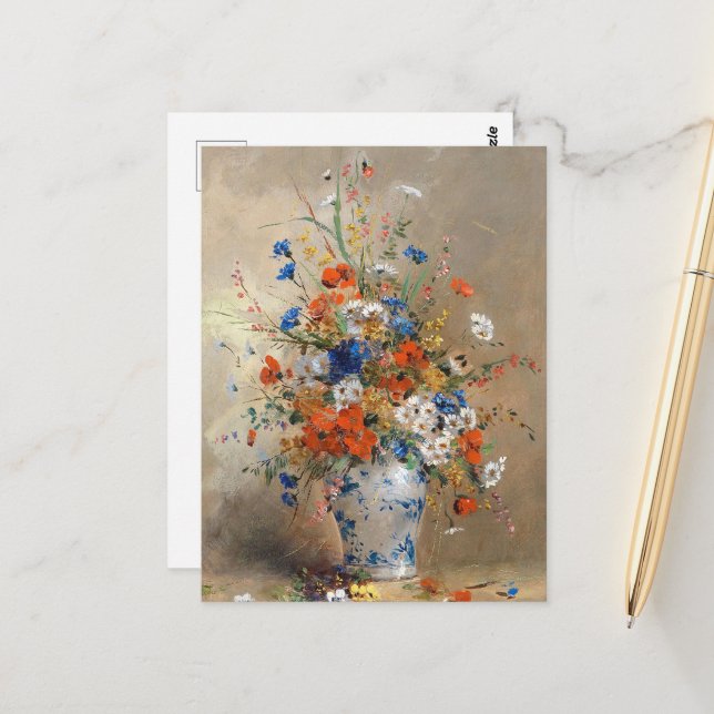 Carte Postale Fleurs sauvages dans un vase (Devant/Arrière en situation)