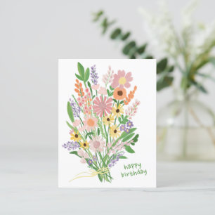 Carte Postale Fleurs sauvages Gouache peintes à la main Joyeux A