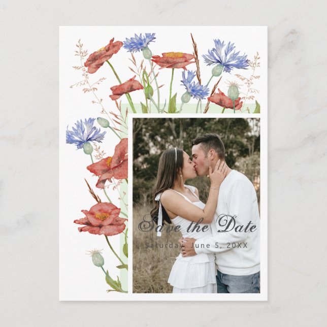 Carte Postale Fleurs sauvages mariage enregistrer la photo de da (Devant)