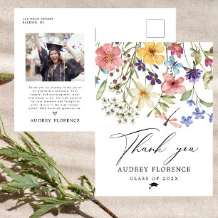 Carte Postale Fleurs sauvages Photo florale Remerciements de fin