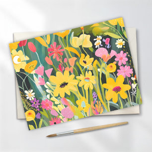 Carte Postale Fleurs sauvages printanières   Peinture aquarelle 