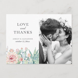 Carte Postale Fleurs succulentes. Cactus floral de mariage merci