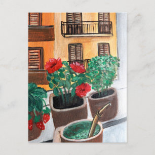 Carte Postale Fleurs sur la fenêtre   Sicile, Italie