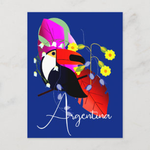Carte Postale Fleurs tropicales et Toucan