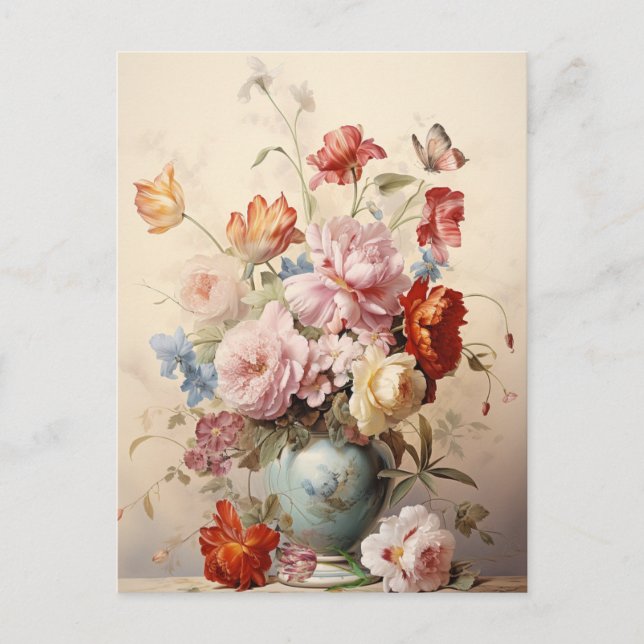 Carte Postale Fleurs victoriennes Abstraites dans le Vase (Devant)