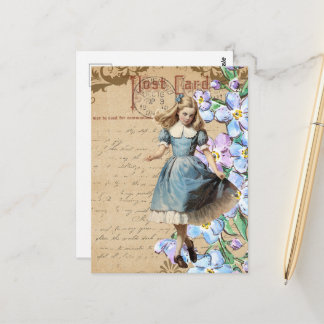Carte Postale Fleurs vintage et collage Alice