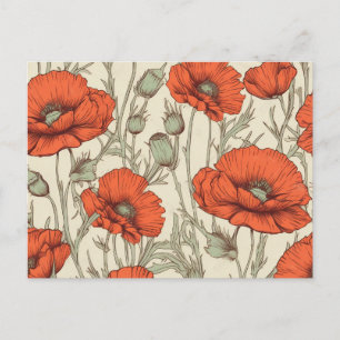 Carte Postale Fleurs vintages de pavot
