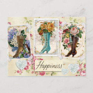 Carte Postale Fleurs vintages en Bottes