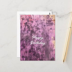 Carte Postale Fleurs violettes Abstraites Aquarelle d'anniversai