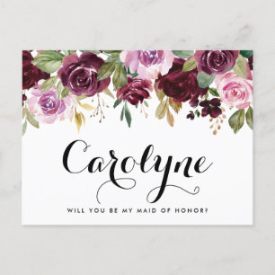 Carte Postale Fleurs violettes automne Serez-vous ma femme d'hon