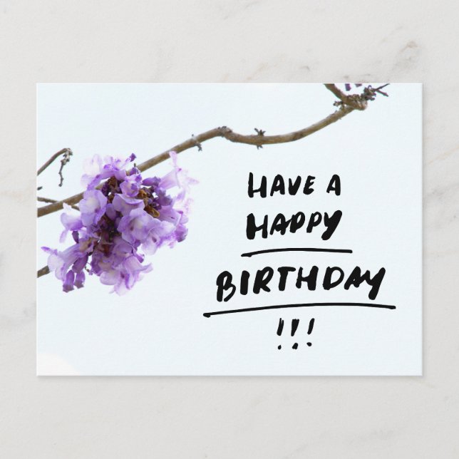Carte Postale Fleurs violettes de Jacaranda pour l'anniversaire (Devant)