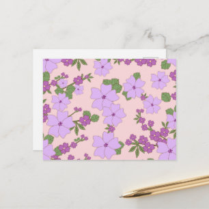 Carte Postale Fleurs Violettes, Modèle Floral, Motif De Fleurs