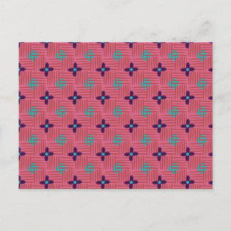 Carte Postale Fleurs violettes Soleil bleu - Crochet rose