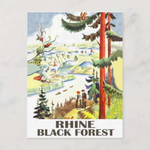 Carte Postale Fleuve Rhin, Forêt Noire, Allemagne. Voyage vintag