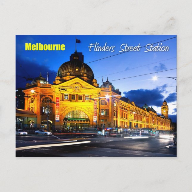 Carte Postale Flinders Street Station, Melbourne - À Dusk (Devant)