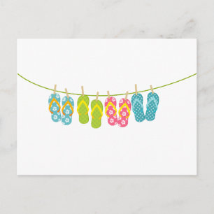 Carte Postale Flip-Flops ClothesLine