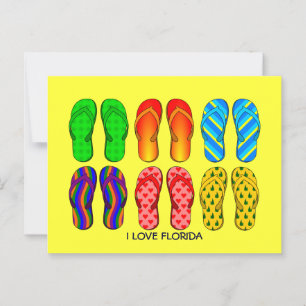 Carte Postale Flip Flops, "I Love Florida" coloré