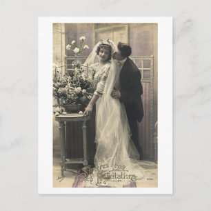Carte Postale Flirt français - Amour romantique Vintage