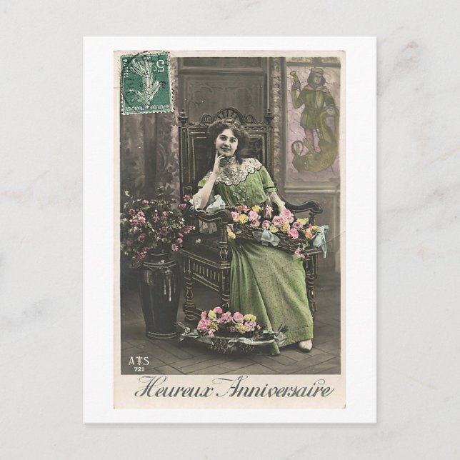 Carte Postale Flirt Français - Belle Portrait Femme (Devant)