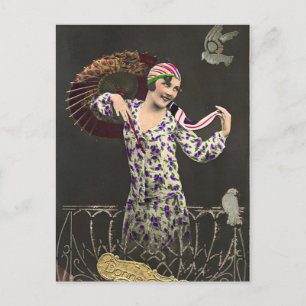 Carte Postale Flirt Français - Photo Vintage Fille Glamor