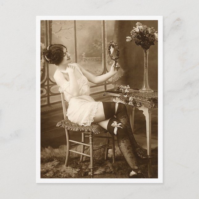 Carte Postale Flirt français - Pinup Vintage (Devant)