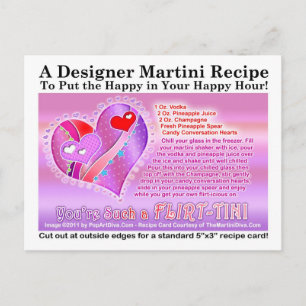 Carte postale Flirt-Tini Valentine Martini Recette