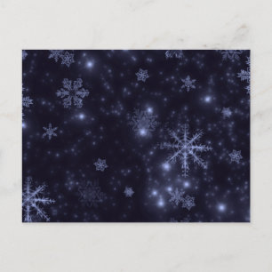Carte Postale Flocon de neige avec Arrière - plan bleu nuit