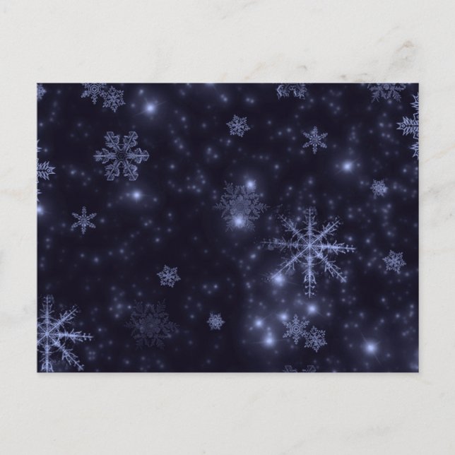 Carte Postale Flocon de neige avec Arrière - plan bleu nuit (Devant)