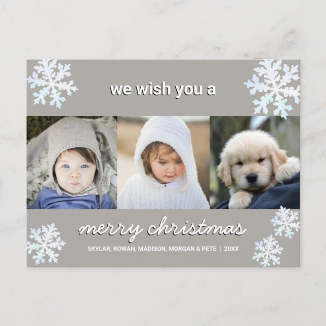 Carte Postale Flocon de neige blanc Opal 3 Photo Joyeux Noël (Devant)