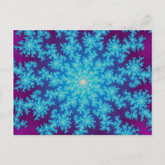 Carte Postale Flocon de neige Fractal Aqua Blue