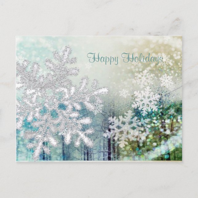 Carte postale flocons d'argent blanc (Devant)
