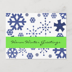 Carte Postale Flocons de neige bleus Voeux chaleureux d'hiver