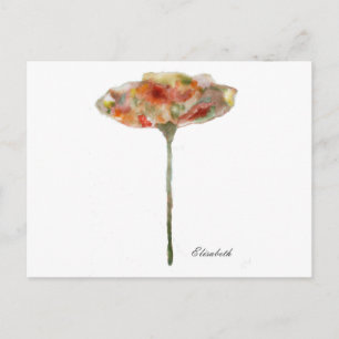 CARTE POSTALE FLOR, ACUARELA, PASTELES, ILUSTRACIÓN
