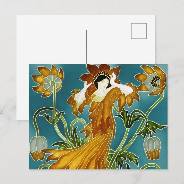 Carte Postale Flora Art Nouveau de Walter Crane (Devant / Derrière)