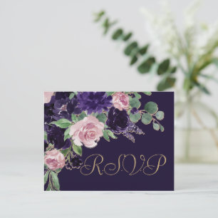 Carte Postale Floraison   Bouquet de rose violet et rose RSVP