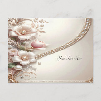 Carte Postale Floral and Pearl Embellishments Postcard
