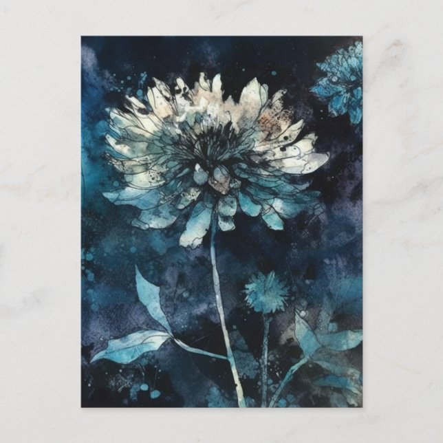 Carte Postale Floral bleu (Devant)