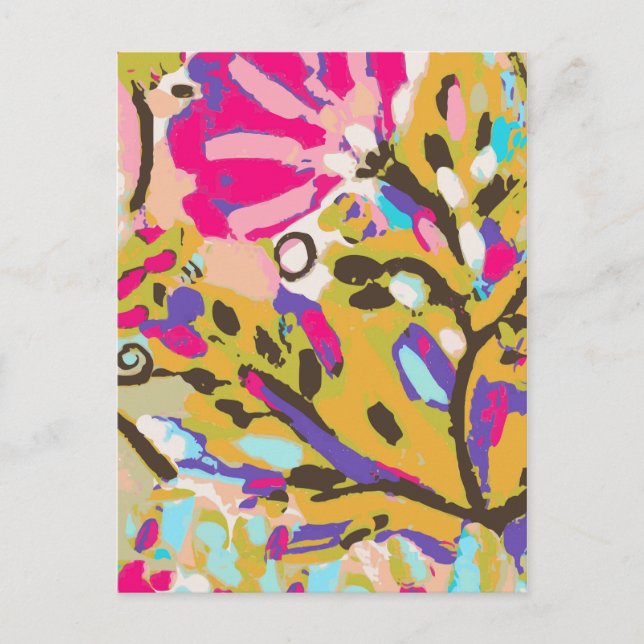 Carte Postale Floral Boho rose I (Devant)