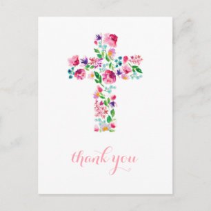 Carte Postale Floral Cross merci note, à l'accoutumance merci