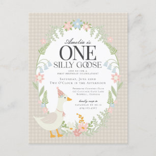 Carte Postale Floral En vichy oie soie beige Premier anniversair