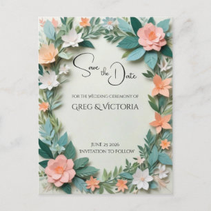 Carte Postale Floral Enregistrer la date
