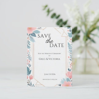 Carte Postale Floral Enregistrer la date