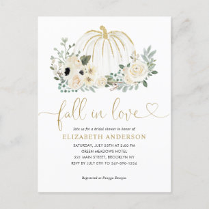 Carte Postale Floral Fall in Love White Citrouille Fête des mari