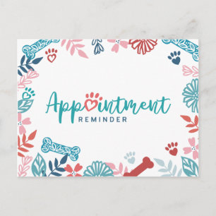 Carte Postale Floral & Foliage Animaux de compagnie Motif Rappel