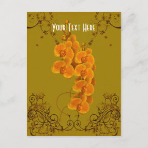 Carte postale Floral Golden Orchids personnalisabl