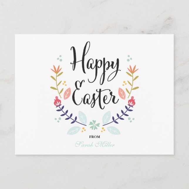 Carte postale Floral Happy Pâques (Devant)