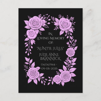 CARTE POSTALE FLORAL LAVENDER. IN LOVING MEMORY KEEPSAKE, 