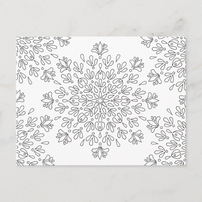 Carte Postale Floral Mandala Motif Couleur adulte (Devant)